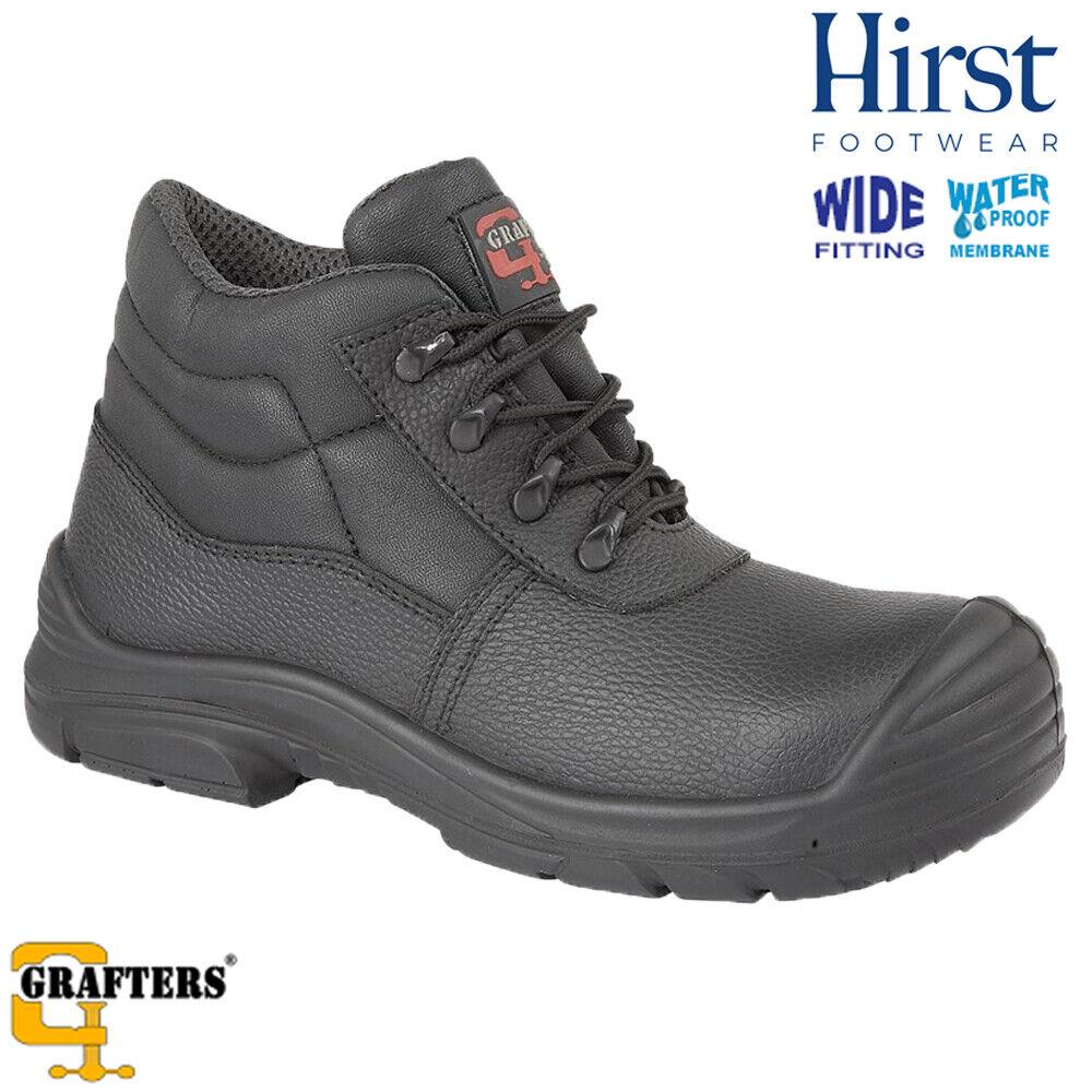 GRAFTERS SUPER WIDE EEEE WATERPROOF SAFETY LEATHER CHUKKA BOOTS M9548AZ KD