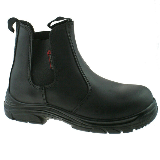 Grafters Black Wide Fitting Safety Dealer Boots M9502A
