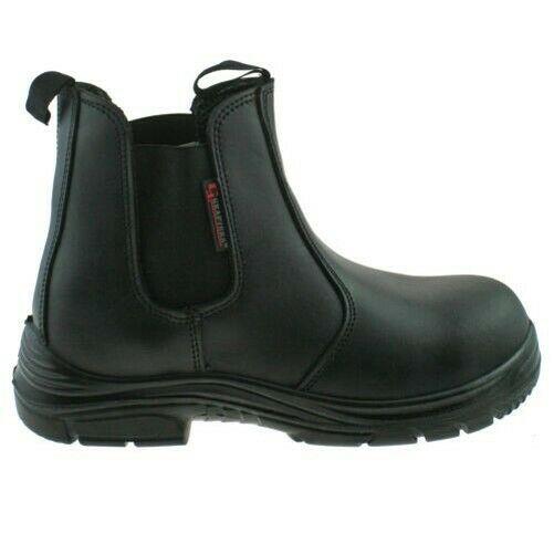 Grafters Black Wide Fitting Safety Dealer Boots M9502A