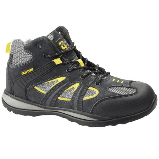 Mens Grafters Suede Safety Trainer Boots Grey/yellow Size 3 - 12 M474FZ