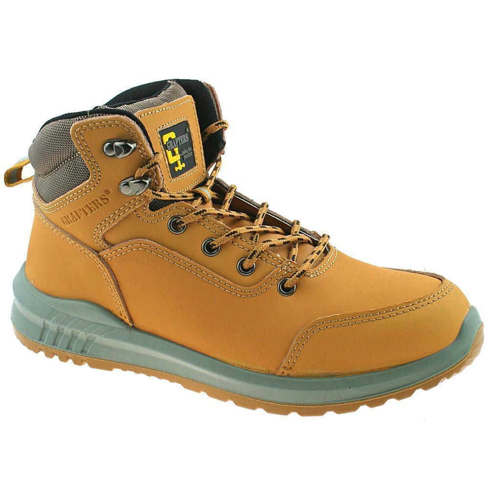 Grafters Honey Lightweight Slip Resistant Lace Up Nubuck Safety Boots M513N