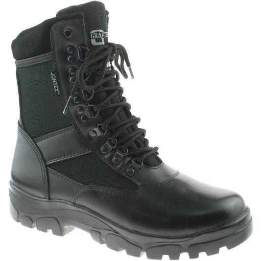 Mens Grafters Sniper 8" Black Leather Waterproof Combat Boots M482A