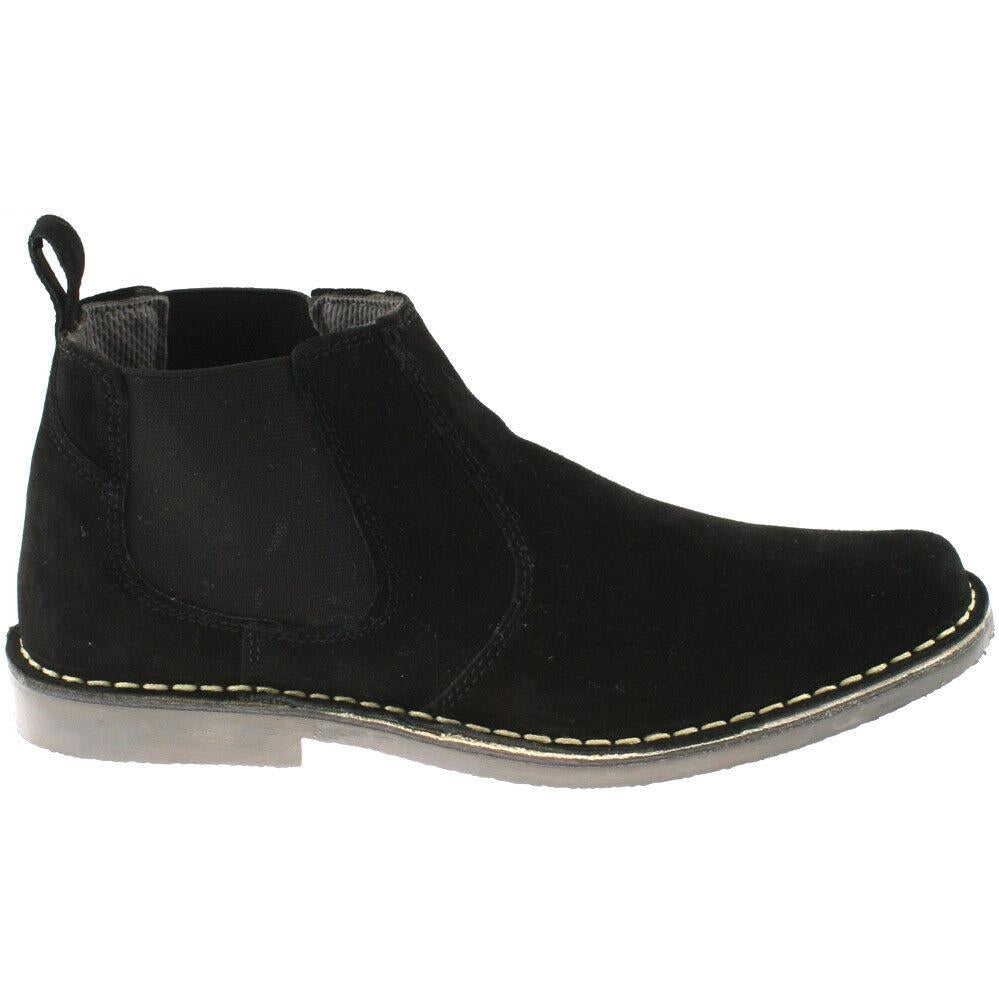 Mens Roamers Black Chelsea Suede Leather Boots Mod Dealer M765
