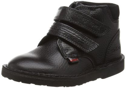 Boys Infants Kickers Adlar Twin Black Leather Boots 1-14171