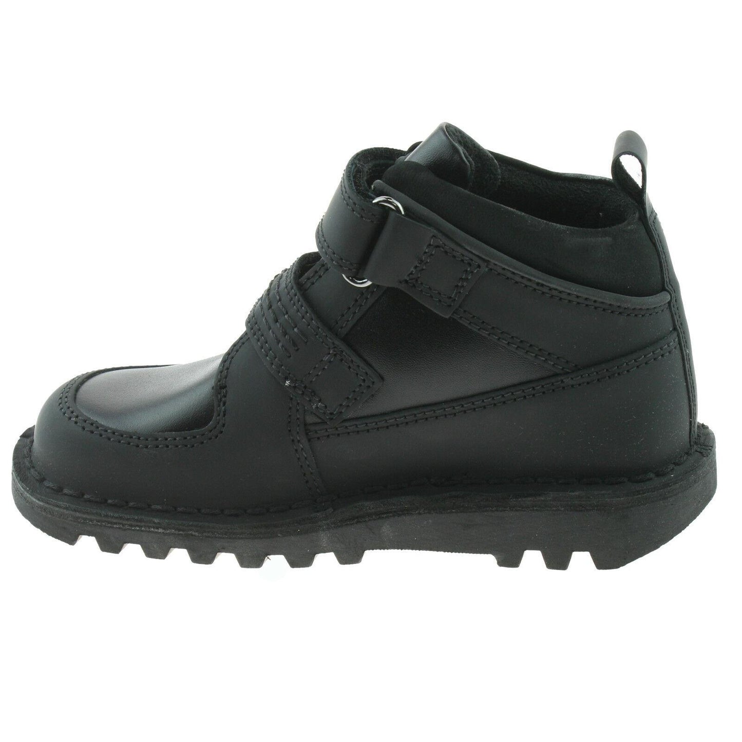 Boys Kickers Kick Stomper Black Leather School Shoes