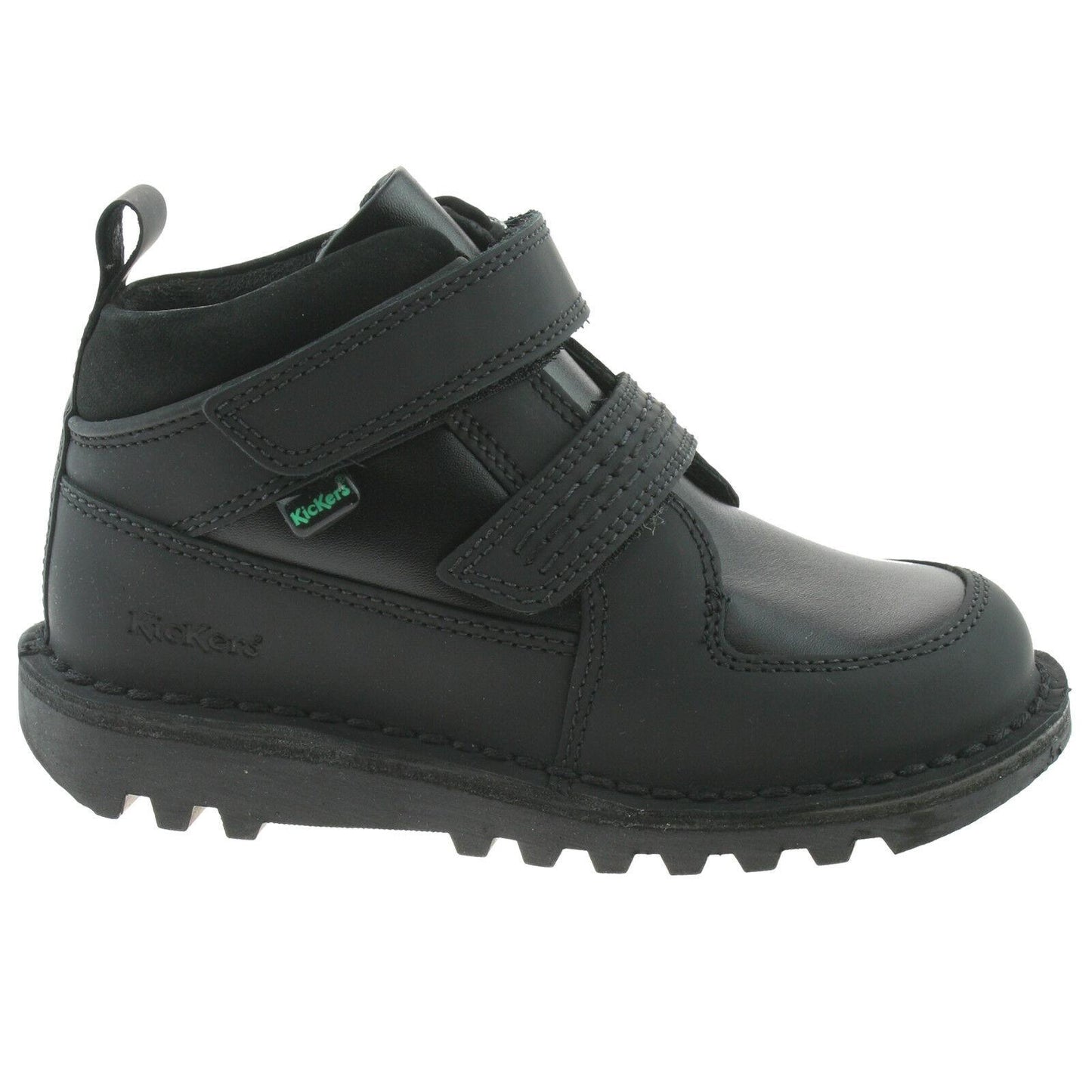 Boys Kickers Kick Stomper Black Leather School Shoes