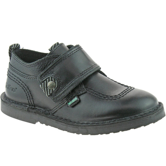 Boys Infants Kickers Adlar Stralo Black Leather School Shoes 1-13412