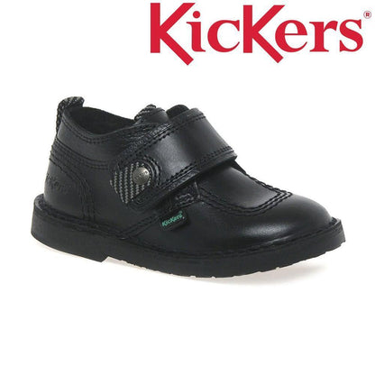Boys Infants Kickers Adlar Stralo Black Leather School Shoes 1-13412