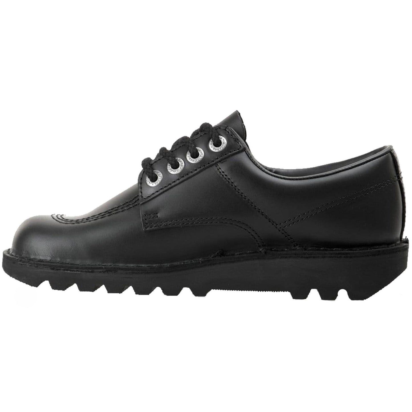 Kickers Kick Lo Black Leather Lace Up School Shoes KF0000106 BTW