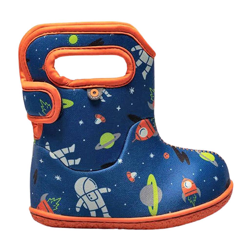 Boys Baby Bogs Blue Space Insulated Washable Warm Wellies Boots 72610