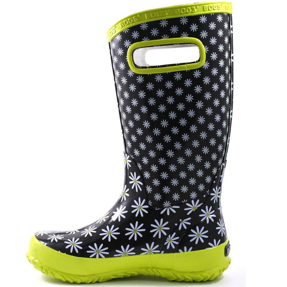 Girls Bogs Black Rain Boot Wellington Rubber Flexible Wellies Boots Kids 71322