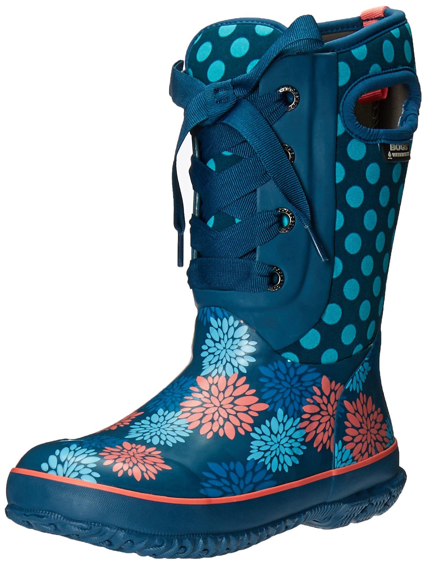 Girls Bogs Casey Pompons Blue Insulated Warm Waterproof Wellies Boots 71992