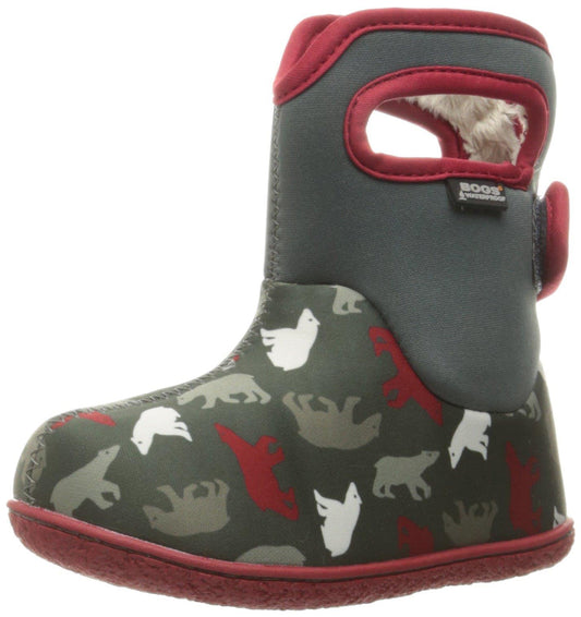 BOYS BABY BOGS POLAR BEAR GREY RED INSULATED WASHABLE WARM WELLIES BOOTS 720171