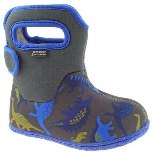 Boys Baby Bogs Dino Dark Grey Insulated Washable Warm Wellies Boots 721651