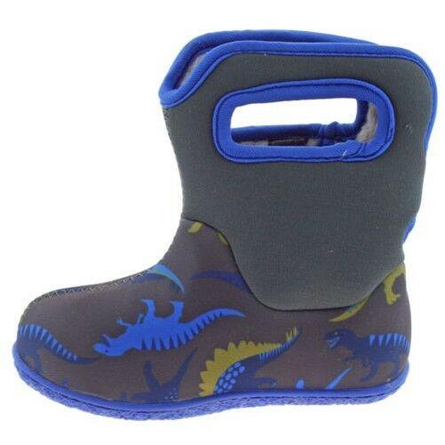 Boys Baby Bogs Dino Dark Grey Insulated Washable Warm Wellies Boots 721651