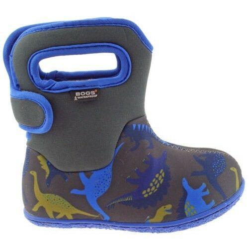 Boys Baby Bogs Dino Dark Grey Insulated Washable Warm Wellies Boots 721651