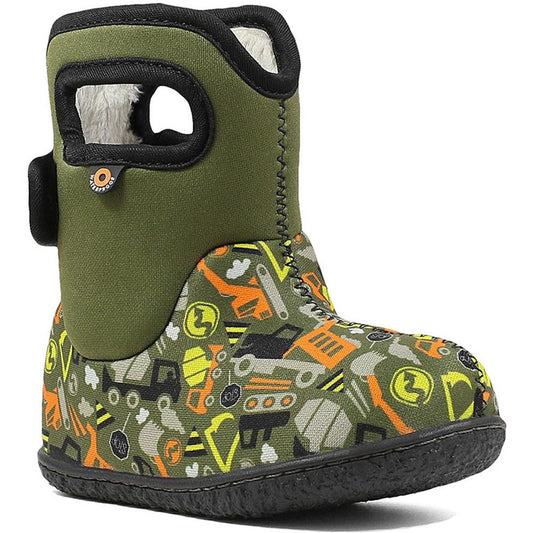 Boys Baby Bogs Construction Green Multi Washable Warm Wellies Boots 724621