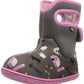 Girls Baby Bogs Farm Grey/Pink Insulated Washable Warm Wellies Boots 722981