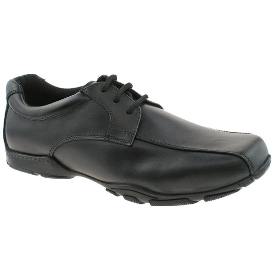 Boys Hush Puppies Vincente Snr Black Leather Lace Up School Shoes