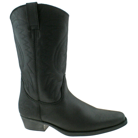 Mens Wrangler Tex Hi Black Leather Cowboy Western Boots WM128921