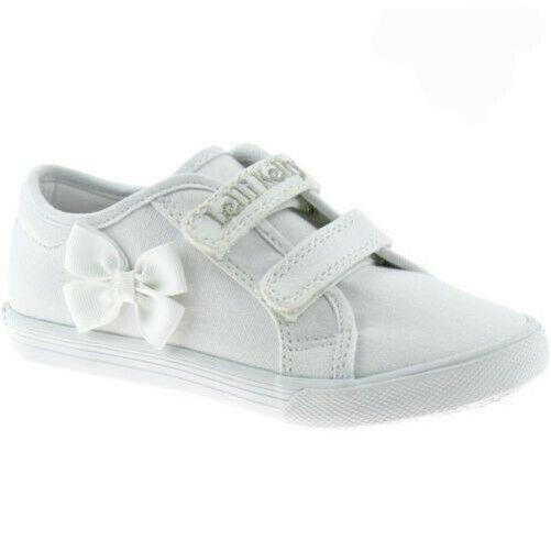 Lelli Kelly LK8199 (BA01) White Lily Canvas School Pumps