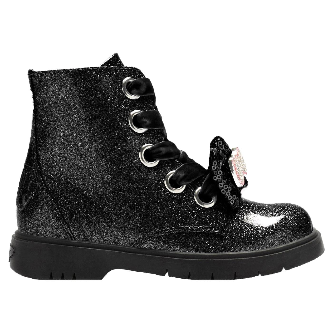 Lelli Kelly LK3736 (SB01) Fior Di Fiocco Black Glitter Diamante Bow Boots