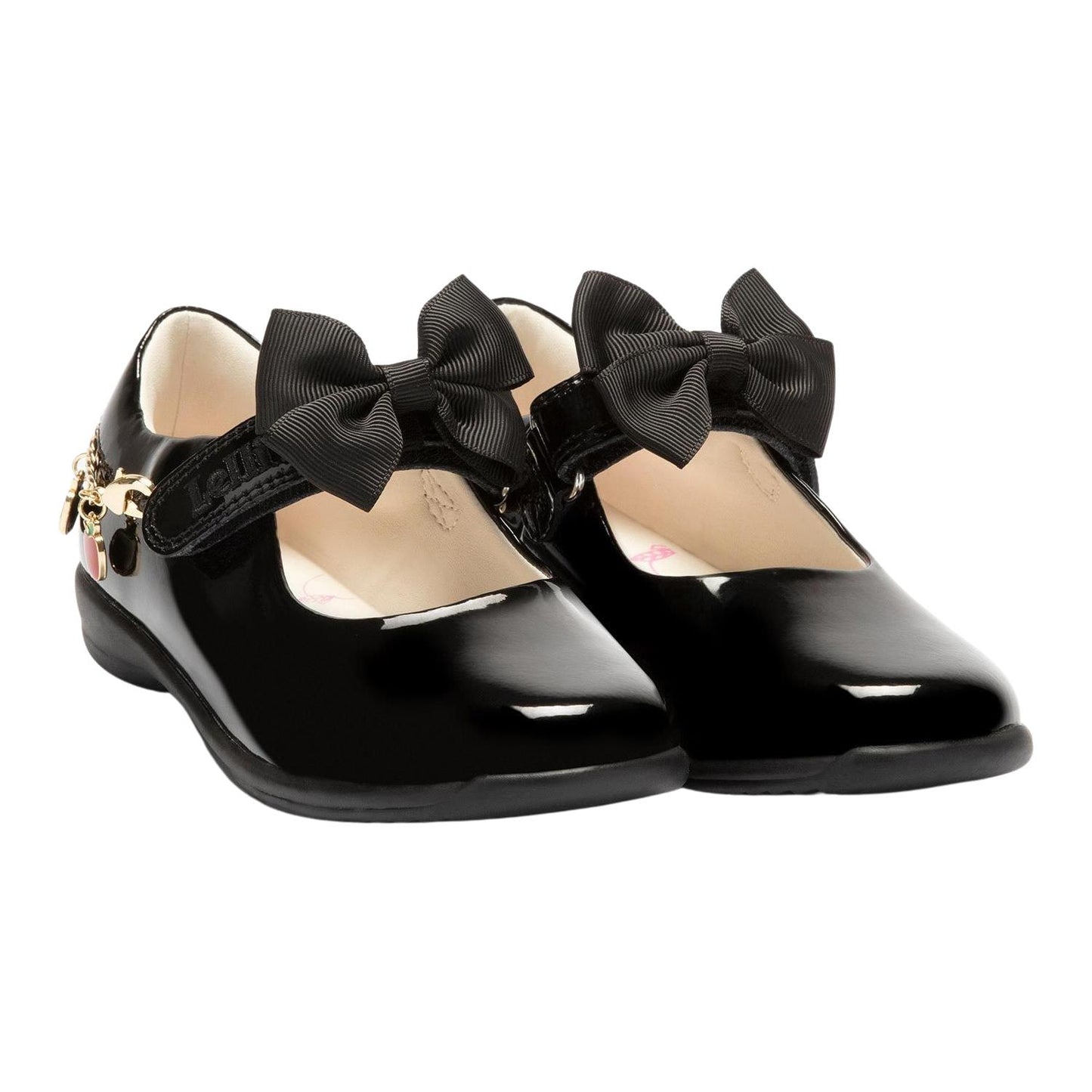 Lelli Kelly Limited Edition LK8719 (DB01) Apple Charm Black Patent School Shoes