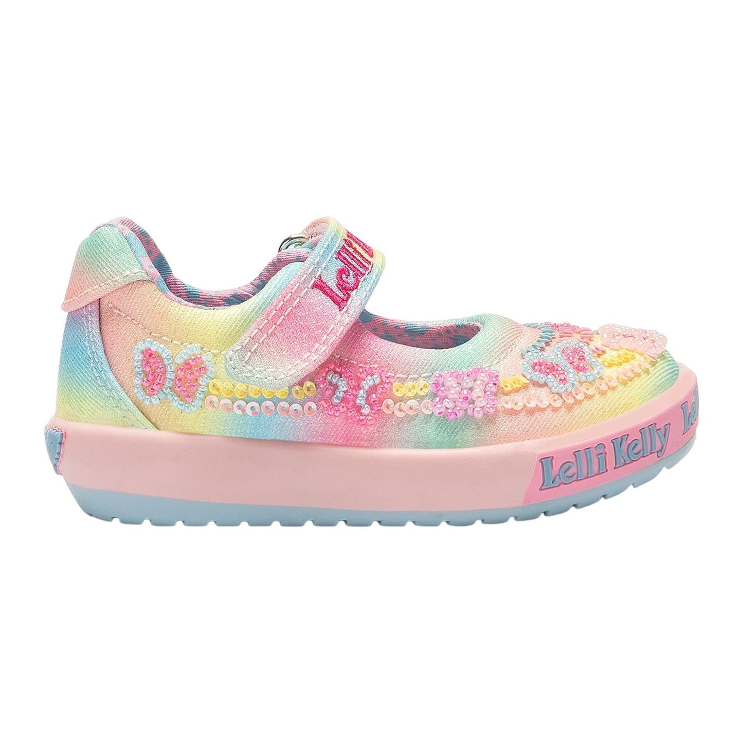 Lelli Kelly LK3468 (BX02) Baby Myla Rainbow Butterfly Canvas Dolly Shoes