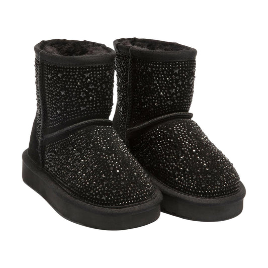 Lelli Kelly LK3770 (EB01) Olivia Black Suede Diamante Warm Lined Boots