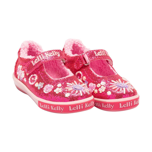 Lelli Kelly LK3860 (GC63) Dafne Hot Fuchsia Glitter Warm Lined Canvas Uppers