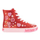 Lelli Kelly LK3861 (GD01) Dafne Mid Red Glitter Warm Lined Canvas Baseball Boots