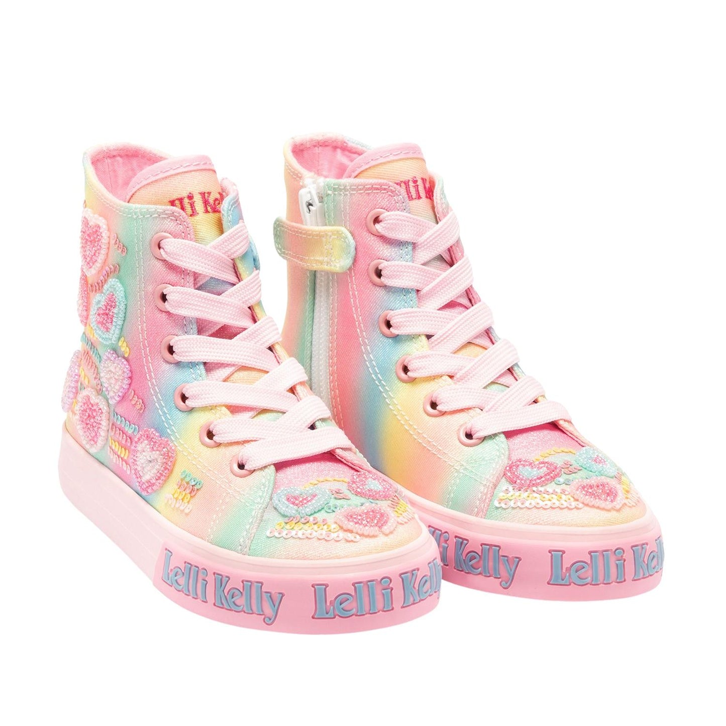 Lelli Kelly LK3863 (BX02) Myla Mid Multi Fantasy Heart Rainbow Baseball Boots