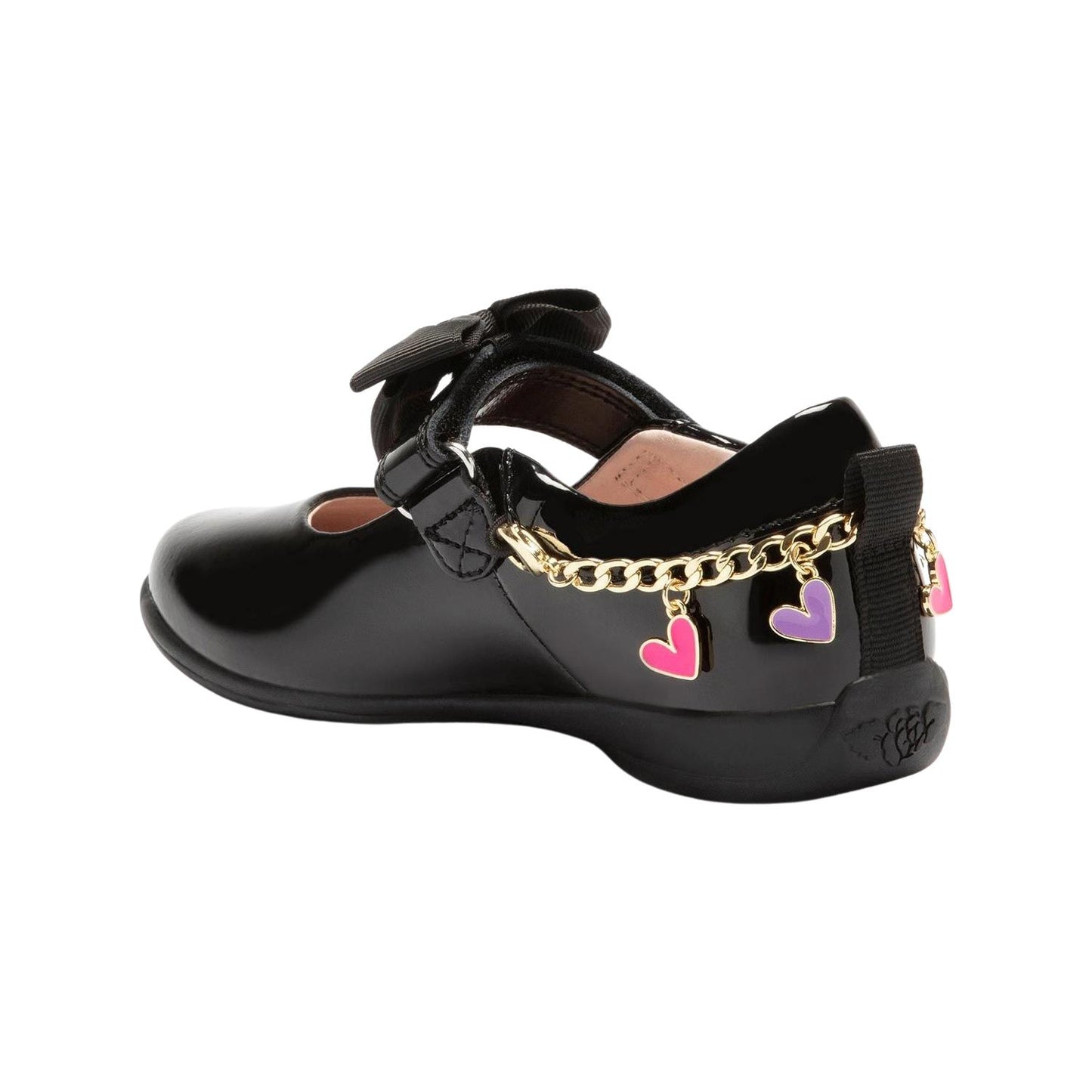 Lelli Kelly LK8220 (DB01) Aurora Heart Chain Black Patent School Shoes