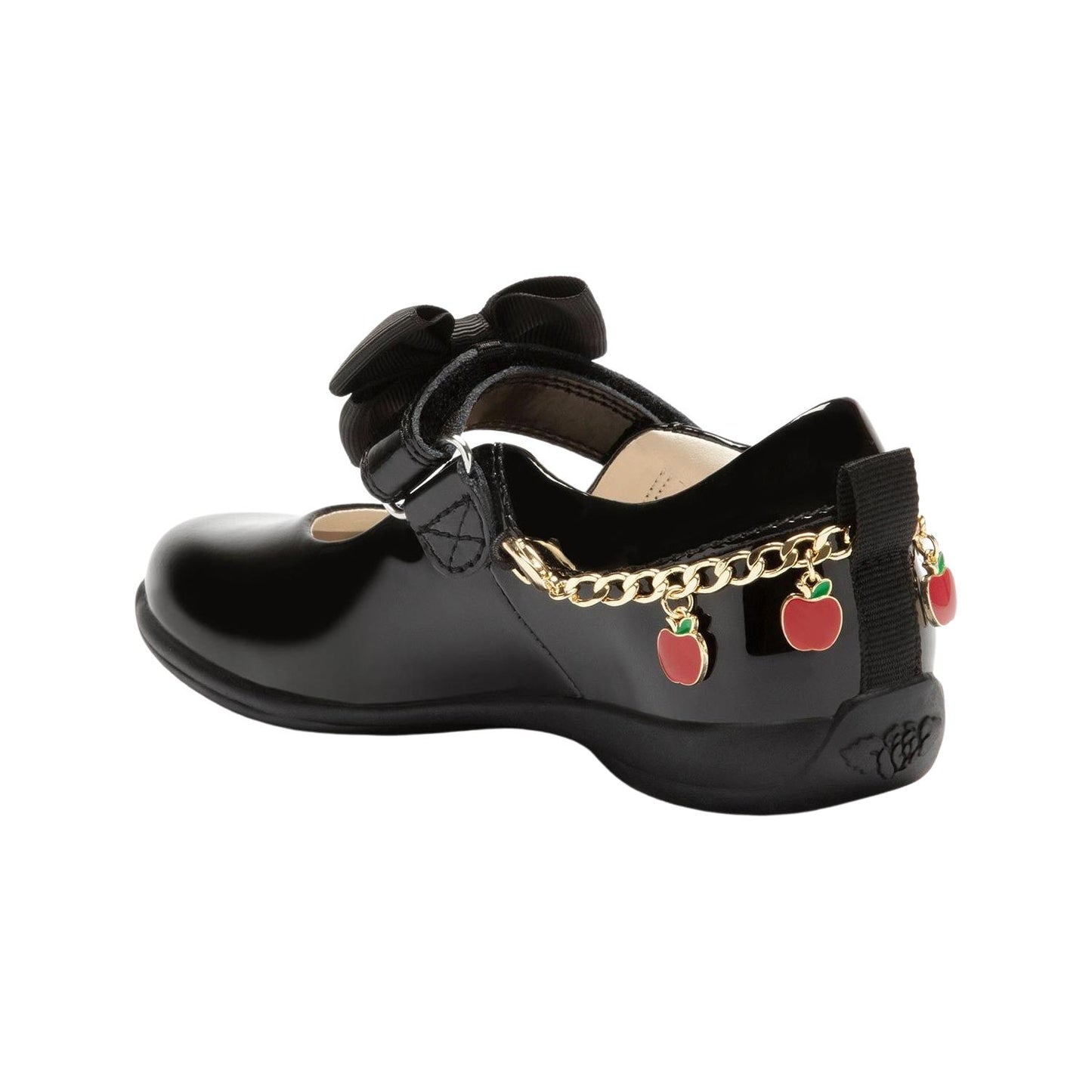 Lelli Kelly LK8729 (DB01) Apple Charm Black Patent Wide Fit School Shoes