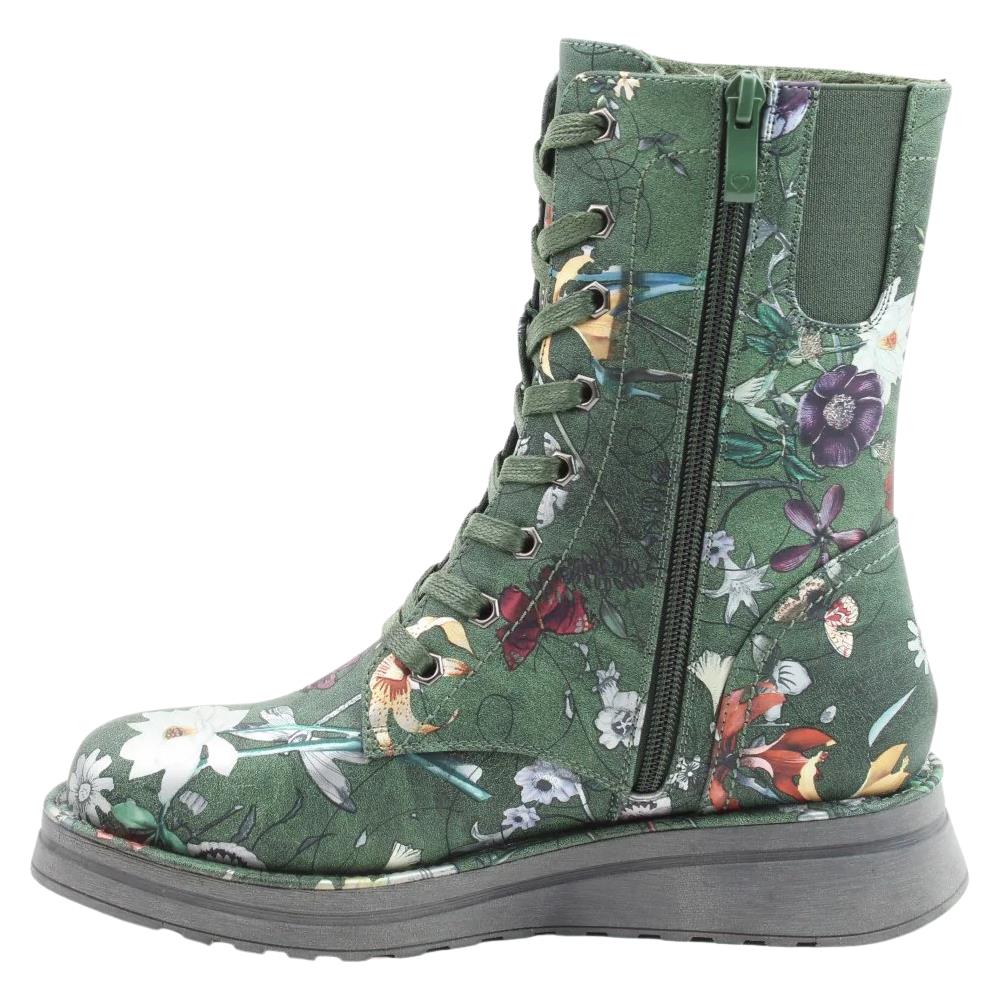 Heavenly Feet Martina 4 Forest Green Fantasy Print Vegan Ankle Boots