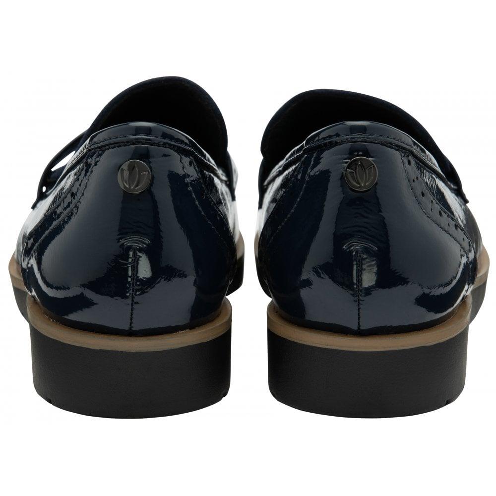 Lotus Cambridge Navy Slip On Wedge Loafer Shoes