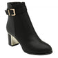 Lotus Cindy Black Print Block Heel Ankle Boots