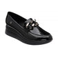 Lotus Preston Black Croc Wedge Loafers