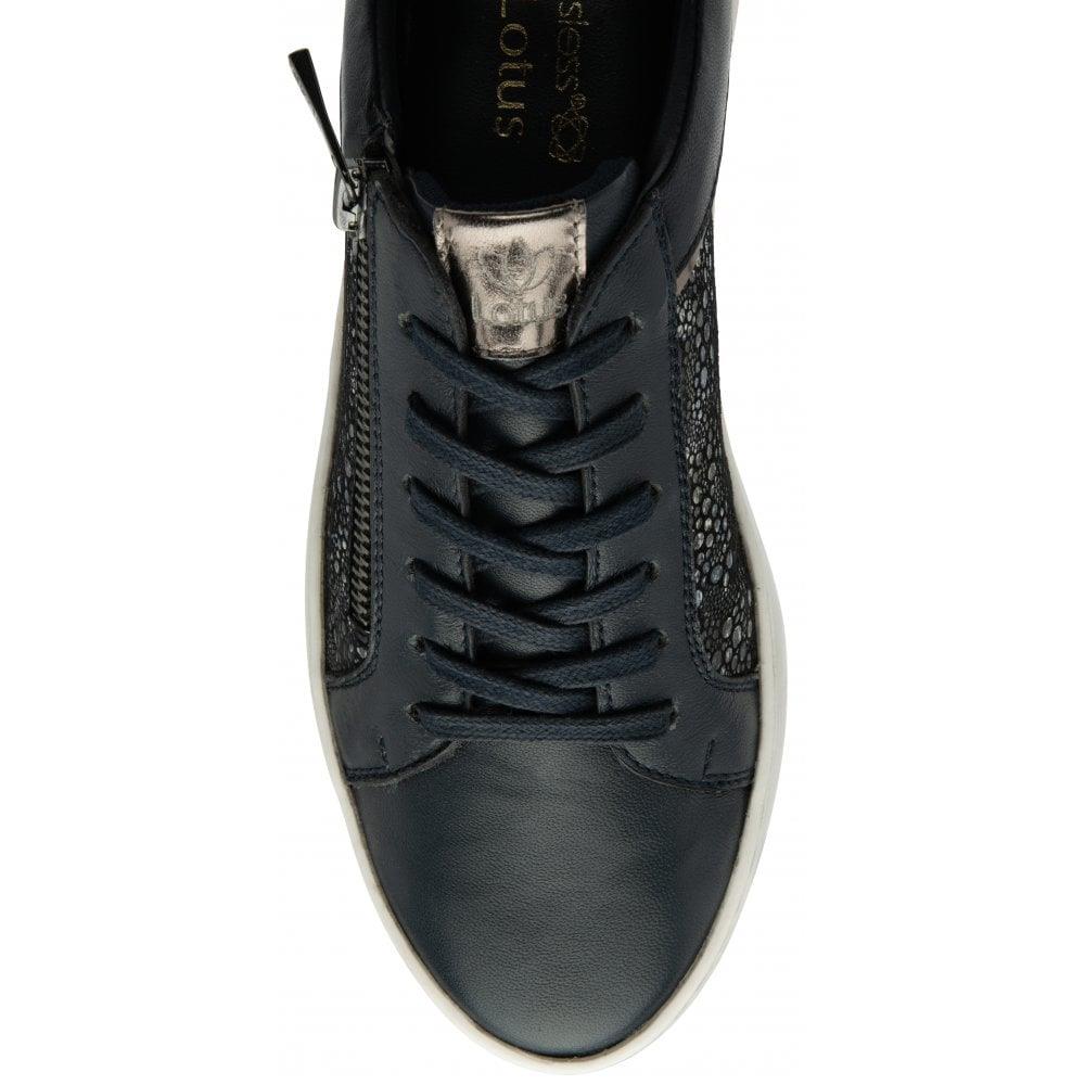Lotus Sherese Navy/Print Leather Trainers