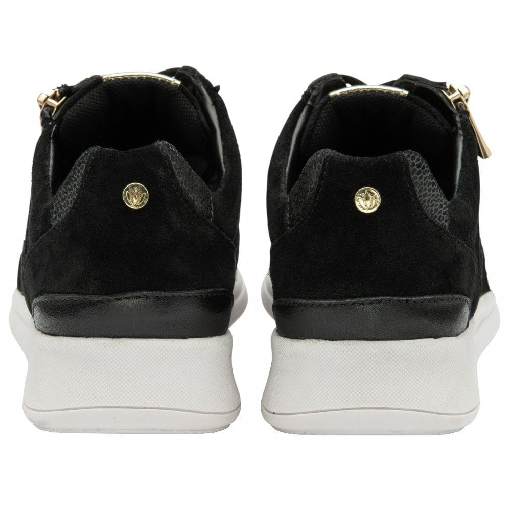 Lotus Sonny Black/Print Suede & Leather Trainers