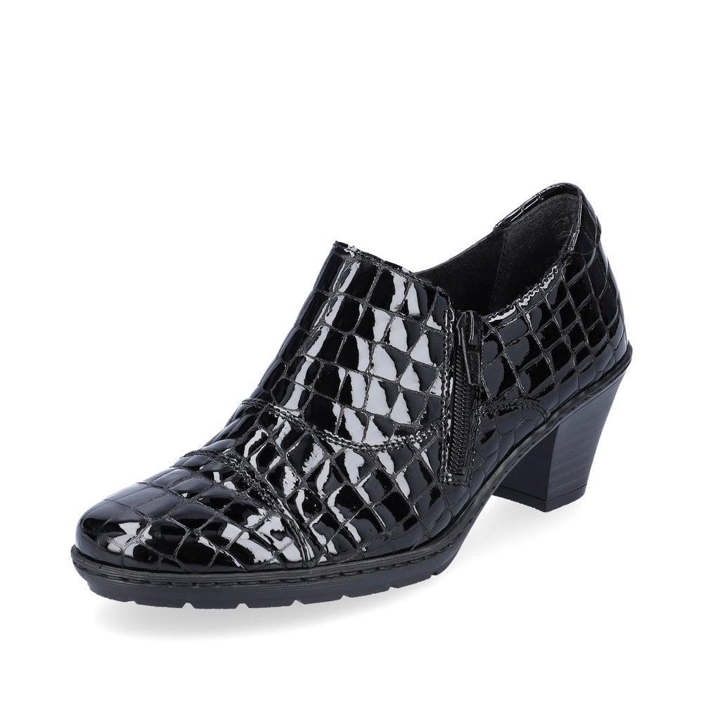 Rieker 57173-03 Black Croc Patent Trouser Shoes
