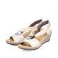 Rieker Ladies 624H6-60 Beige Metallic Gold Wedge Slingback Sandals