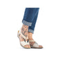 Rieker Ladies 624H6-60 Beige Metallic Gold Wedge Slingback Sandals