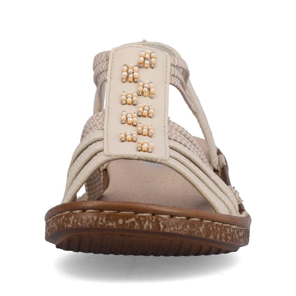 Rieker Ladies 62855-60 Beige Elasticated Slip On Sandals