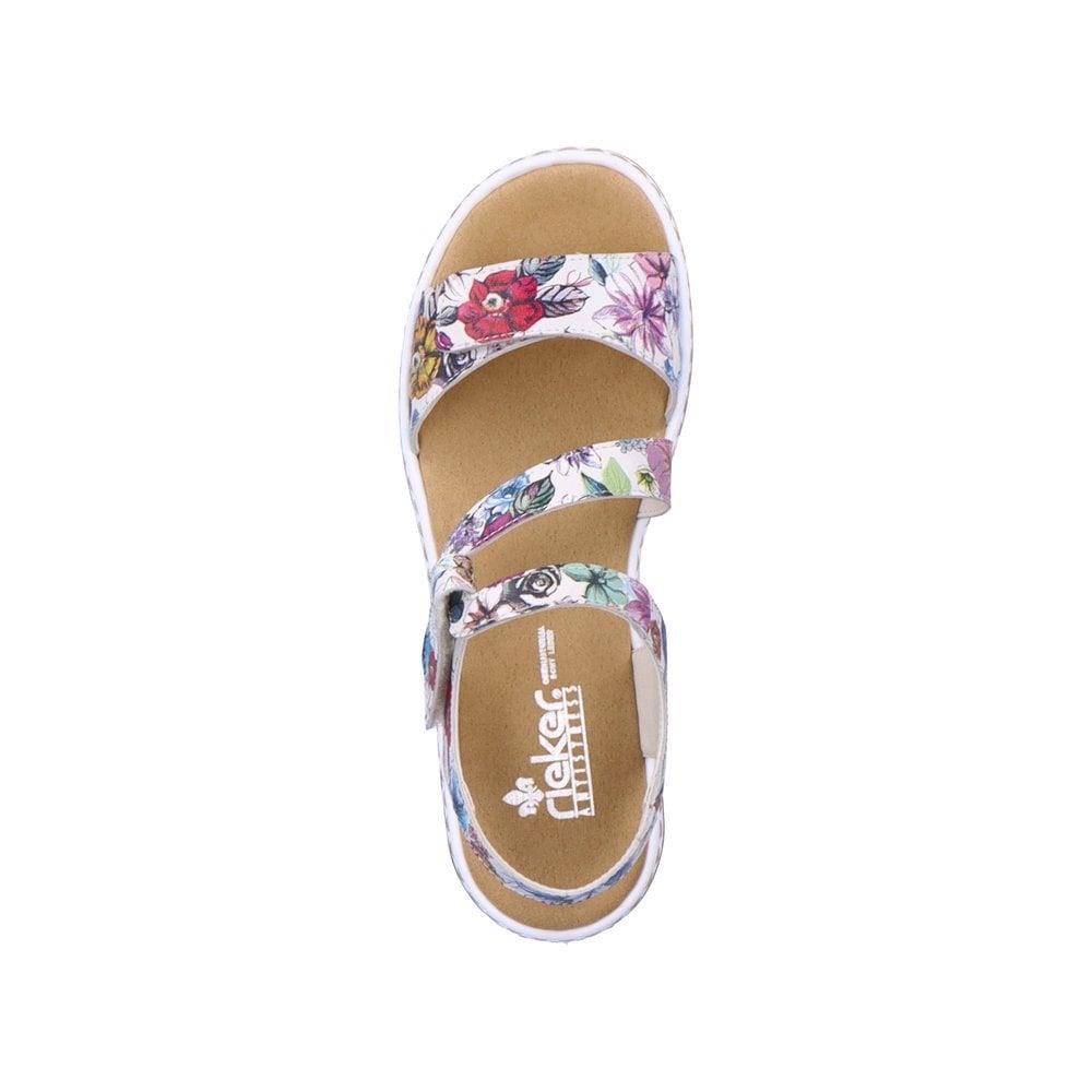 Rieker Ladies 659C7-92 Multi Coloured Floral Narrow Fit Slingback Sandals