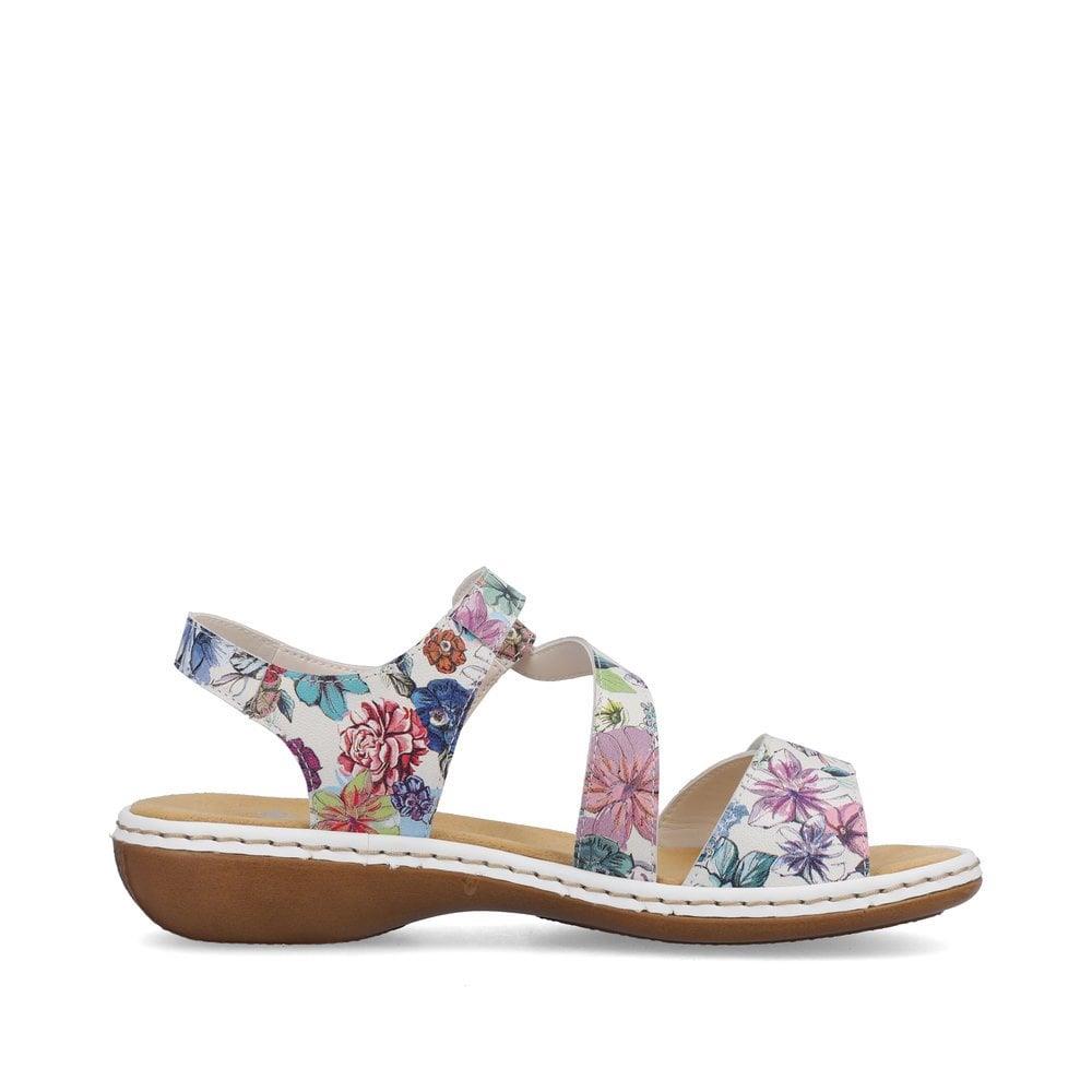 Rieker Ladies 659C7-92 Multi Coloured Floral Narrow Fit Slingback Sandals