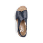 Rieker Ladies 67189-14 Blue Faux Leather Slingback Wedge Sandals
