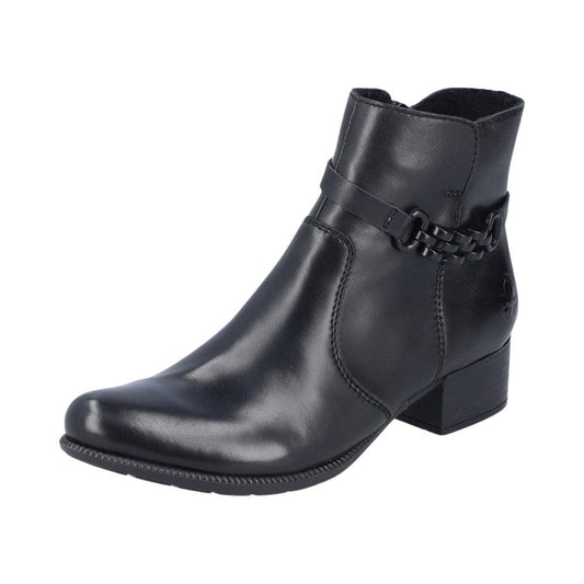 Rieker Ladies 78676-00 Black Leather Ankle Boots