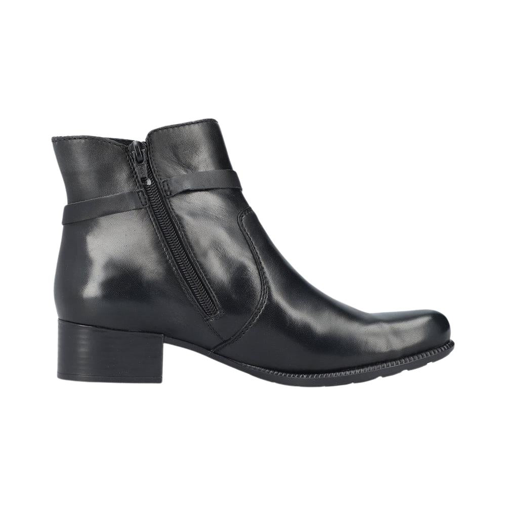 Rieker Ladies 78676-00 Black Leather Ankle Boots