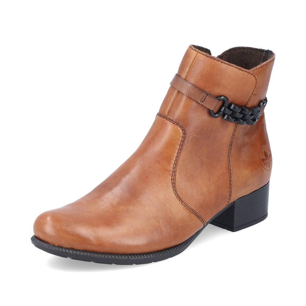 Rieker Ladies 78676-25 Brown Leather Ankle Boots